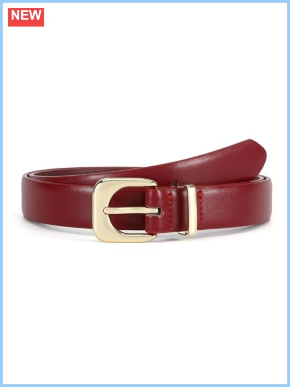 Faux Leather Waist Belt with Gold Buckle Adjustable Women's